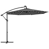 SONGMICS Sonnenschirm mit LED-Solar-Beleuchtung, Ampelschirm, 32 LED-Lämpchen,...