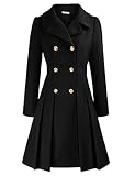 GRACE KARIN Damen Mantel Doppelknopf Langarm Wintermantel Wintercoat Warm Jacke Revers...