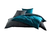 Mako Satin Baumwollsatin Wende Bettwäsche Garnitur (1x 135x200 + 1x 80x80 cm...