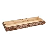 Holz Deko Tablett mit Rinde rechteckig klein - 38 x 11 cm - Kerzentablett Natur mit Rand...