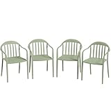 Outsunny Gartenstuhl 4er Set wetterfest Gartenstühle aus Kunststoff Stapelstuhl mit...