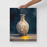 CAOXTART Kintsugi-Vase auf Leinwand: Aquarell-Tonkrug-Kunstposter, Stillleben-Gemälde...