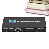 Quad-Monitor, Quad-Bildschirm-Schalter | 4K 4-in-1 digitales, nahtloses Fernsehdisplay...