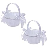 LICHENGTAI 2 Stück Blumenmädchen Korb Hochzeitskorb Braut Blumenkorb Satin...