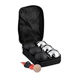 Relaxdays Boule, 6 Metall-Kugeln, Set mit Zielkugel & Abstandsmesser,...