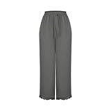 Generisch Leinenhose Damen Freizeithose Palazzo Hose Weites Bein Schlabberhose Bequeme...
