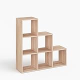 KOMTO Treppenregal Stufenregal - Raumteiler Regal Bücherregal mit 6 Fächern...