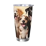 GTKSYNVE Dogs Happy Party Becher mit auslaufsicherem Deckel und Strohhalm, 590 ml...