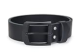 Frentree Ledergürtel MADE IN GERMANY, 100% echtes Leder, 4 cm breit, Schwarze Schnalle,...