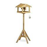 Relaxdays Vogelhaus mit Ständer, Aus Holz, Unbehandelt, Stehend, Vogelfutterhaus Bausatz,...