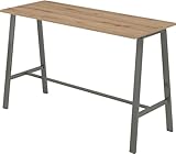 bümö Meetingpoint Industrial Look, Bistrotisch eckig 175 x 68 cm, Stehtisch Holz-Platte,...