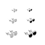 Bo Win 6 Paare Damen Ohrringe 925 Silber Ohrstecker mit Zirkonia Männer Ohrringe Stecker...