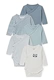 C&A Baby Jungen Body Multipack|5er Pack Streifen|Unifarben|Motivprint blau 56