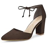 Allegra K Damen Knöchel Tie Point Toe Kleid Pumps, Braun, 38 EU