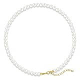 LuLiyLdJ 1 Stück Damen Perlenkette kurz rund Imitationsperle Braut Hochzeit...