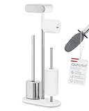QUALISH® Toilettenpapierhalter stehend mit Bürste (Silikon) - Klopapierhalter...