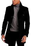 Leif Nelson Mantel Herren schwarz Jacke Kurzmantel Slim Fit Wollmantel Übergangsjacke...