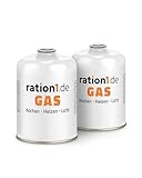 2X Gaskartuschen Schraubventil á 450 g, Gaskartuschen Set für Campingkocher von ration1,...
