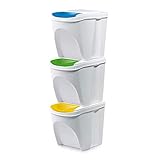 Mülleimer Abfalleimer Mülltrennsystem 75L - 3x25L Behälter Sorti Box Müllsortierer 3...