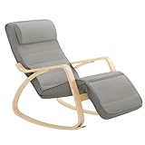 SoBuy FST16-DG Neu-Schaukelstuhl 5-Fach verstellbares Fussteil Schwingsessel Relaxsessel...