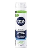 NIVEA MEN Sensitive Rasiergel für Männer (200 ml), Rasier Gel mit Kamille, Hamamelis und...