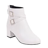 PTLLEND Schuhe Damen 41,5 Frauen dicke Ferse kurze Stiefel Gürtelschnalle mittlerer...