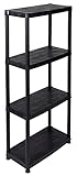Kreher Kunststoffregal, Steckregal, Kellerregal, 4 Böden, Schwarz, max. 100 kg Traglast....