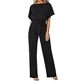 Coloody Damen Lang Jumpsuit Overall Hosenanzug Elegant Romper Kurzarm Rundhals Playsuit...