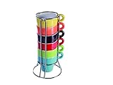 Out of the blue Set aus 6 Espresso-Mini-Tassen (Mug) mit Metallständer/Material:...