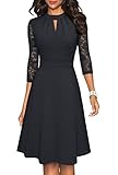 HOMEYEE Damen Elegant Hollow Out Spitzenärmel Swing Retro Party Cocktailkleid A234 (L,...