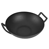 onlyfire Wok Gusseisen, Ø36cm Wokpfanne mit Griff, Gusseisenpfanne für Weber...