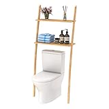 Toilettenregal Waschmaschinenregal platzsparendes Badregal aus Bambus, Bad WC...