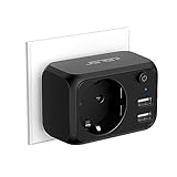 JSVER USB Steckdose 4000W Steckdosenadapter USB Mehrfachsteckdose mit Schalter Steckdose...