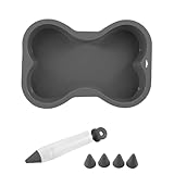 HINMAY Silikon-Kuchenform in Knochenform, mit Dekorationsstift, Schwarz, 17,8 cm
