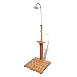 Festnight Gartendusche mit Bodenplatte Holz Aussendusche Garten Outdoor Dusche Garten Pool...