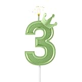 7,6cm Geburtstag Nummer Kerzen, 3D Zahlen Geburtstagskerzen mit Krone...