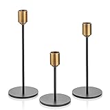 Romadedi Kerzenständer Gold & Schwarz - 3er-Set Hoch Kerzenhalter...