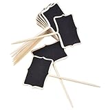 VANZACK 30 Stück Kleine Kreidetafel Pflanzenschilder aus Holz mit Stab Wetterfeste...