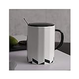 Kaffeetasse Keramikkaffeetasse mit Deckel und Löffel, einfache geometrische Muster Stil,...