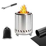 THORKOK Feuerschale Edelstahl Tragbar, Raucharme Tisch Feuerstelle Outdoor 20 cm, Inkl....