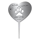 Grabstecker Herz mit Pfote aus Edelstahl mit Trauer Spruch oder Namen | Grabschmuck Hund...