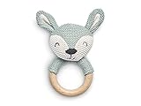 Jollein Holz Beißring Deer Ash Green - Hirsch Holzspielzeug - Baby Rassel...
