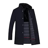 YHUA Wollmantel Männer Dicke Abnehmbare Ente Down Liner Wollmantel Herren Winter Warme...