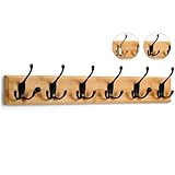 LARHN Garderobenhaken Holz - Garderobenleiste Holz mit 6 Haken in Schwarz - 59...