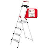 Hailo L85 ComfortLine Alu-Sicherheits-Stehleiter - 4 XXL-Stufen belastbar bis...