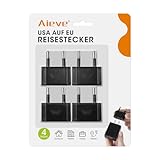 AIEVE 4 Stück USA auf EU Reisestecker US zum 2 Pin Deutschland/Europa Stecker...