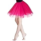 Tutu Rock Rot, Damen Teen Tüll Tutu Rock klassisch elastisch 3-lagig Tüll-Tutu-Rock für...