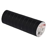 EMOS PVC-Isolierband Schwarz 10er Pack, 15mm x 10m, 0,13mm Bandstärke, selbstklebend,...