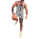 Caxndycing Jumpsuit Herren Bunte Streifen Bodysuit Regenbogen Catsuit Ärmelloses...