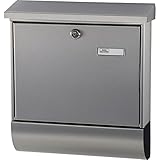 Burg Wächter Edelstahl-Briefkasten mit aufklappbarem Regendach und Zeitungsfach, A4...